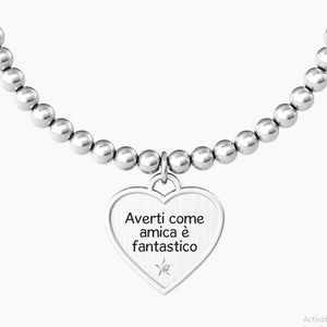 Bracciale da donna in acciaio con sfere ciondolo cuore Amicizia Kidult 731945