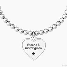 Carica l&#39;immagine nel visualizzatore di Gallery, Bracciale da donna in acciaio con sfere ciondolo cuore Amicizia Kidult 731945
