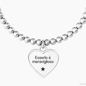 Bracciale da donna in acciaio con sfere ciondolo cuore Amicizia Kidult 731945