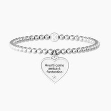 Carica l&#39;immagine nel visualizzatore di Gallery, Bracciale da donna in acciaio con sfere ciondolo cuore Amicizia Kidult 731945

