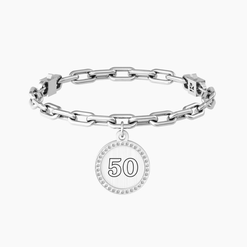 Bracciale da donna in acciaio ciondolo tondo 