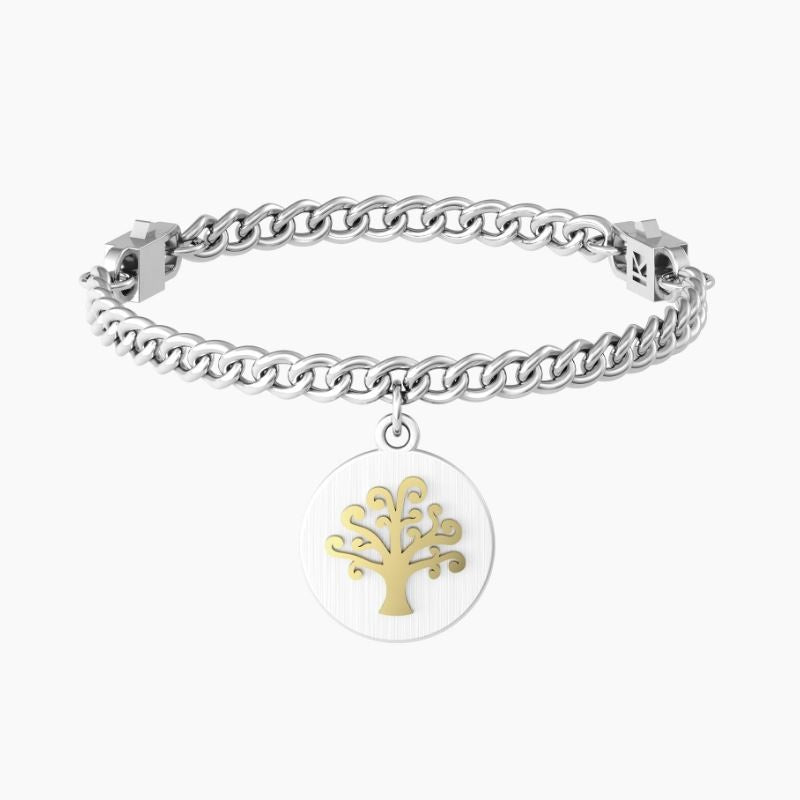 Bracciale da donna in acciaio ciondolo tondo 