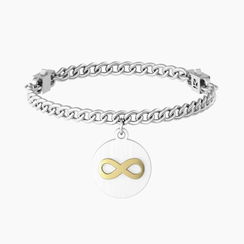 Bracciale da donna in acciaio ciondolo tondo 