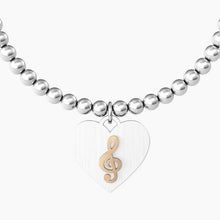 Carica l&#39;immagine nel visualizzatore di Gallery, Bracciale da donna in acciaio con sfere ciondolo tondo chiave di violino Kidult 731966
