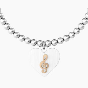 Bracciale da donna in acciaio con sfere ciondolo tondo chiave di violino Kidult 731966
