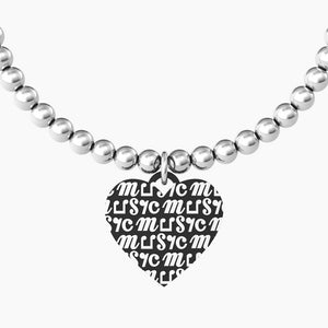 Bracciale da donna in acciaio con sfere ciondolo tondo chiave di violino Kidult 731966