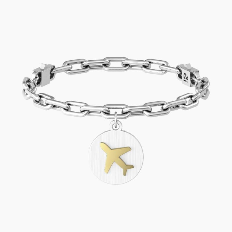 Bracciale da donna in acciaio ciondolo tondo 