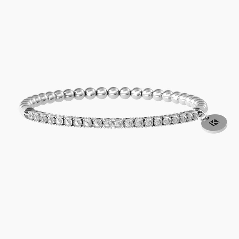 Elastic steel women's bracelet with zircon balls and tennis Kidult 731974