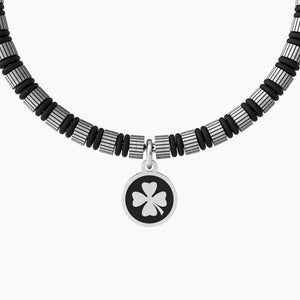 Pulsera de hombre Kidult 731976 de acero con colgante de trébol de cuatro hojas