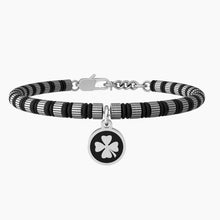 Cargar imagen en el visor de la galería, Pulsera de hombre Kidult 731976 de acero con colgante de trébol de cuatro hojas
