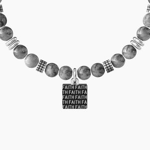 Pulsera de hombre Kidult 731987 de acero con esferas y colgante de cruz