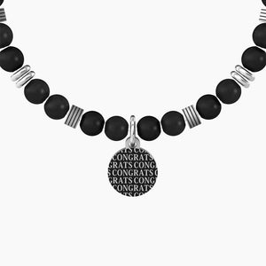 Pulsera de hombre de acero con esferas y colgante de cruz redonda Grad Kidult 731989