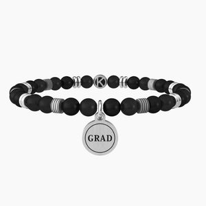 Pulsera de hombre de acero con esferas y colgante de cruz redonda Grad Kidult 731989