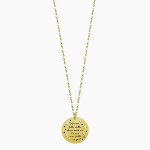 Collana da donna in acciaio dorato con ciondolo tondo Siamo fatti della... Kidult 751024