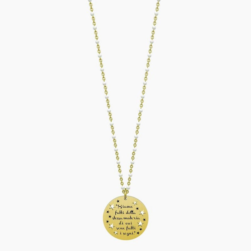 Collana da donna in acciaio dorato con ciondolo tondo Siamo fatti della... Kidult 751024