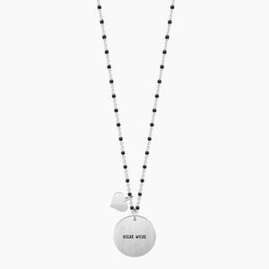 Women's steel necklace with round pendant Happiness is not... Kidult 751025