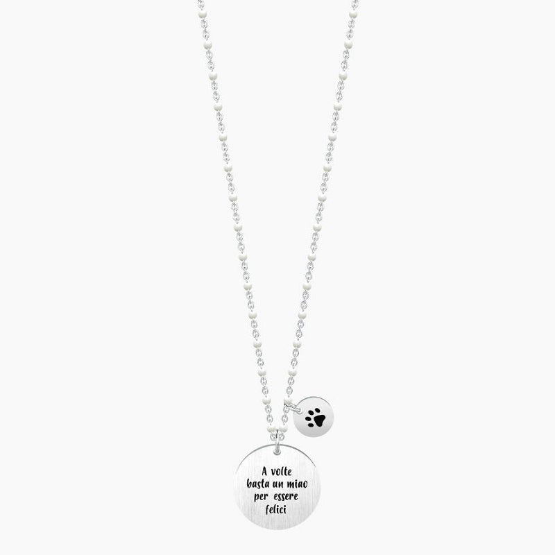 Collana da donna in acciaio con ciondolo tondo A volte basta... Kidult 751028