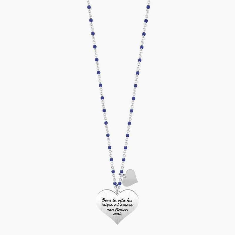 Collana da donna in acciaio con ciondolo cuore Dove la vita... Kidult 751041
