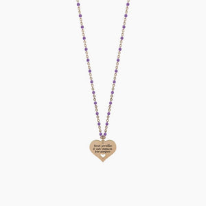 Collana da donna in acciaio oro rosa con ciondolo cuore Sorella Kidult 751079