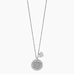 Collana da donna in acciaio con ciondolo tondo Qualunque cosa tu... Kidult 751125