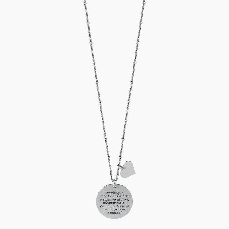 Collana da donna in acciaio con ciondolo tondo Qualunque cosa tu... Kidult 751125