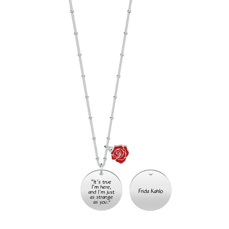 Collana da donna in acciaio con ciondolo tondo It's true I'm here... Kidult 751154