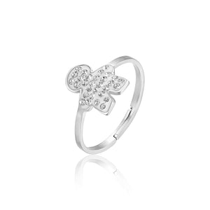 Luca Barra ANK194 women's ring in steel with baby and white crystals