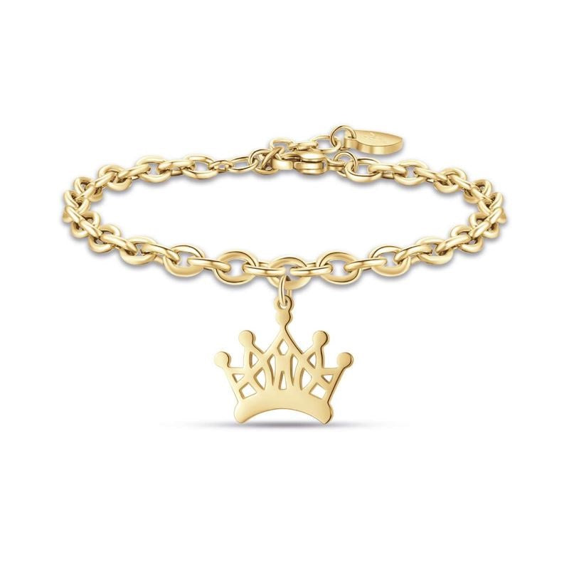 Bracciale da donna in acciaio dorato con corona Luca Barra BK2166