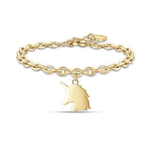 Carica l&#39;immagine nel visualizzatore di Gallery, Bracciale da donna in acciaio dorato con unicorno Luca Barra BK2172
