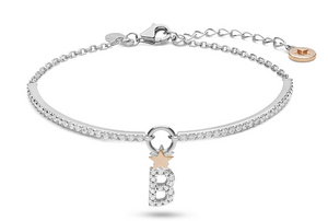 BRA 178 Bracciale Comete con lettera B in argento con zirconi