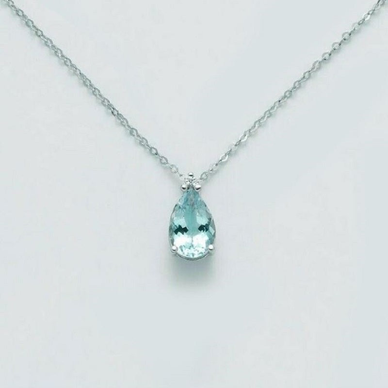 Collana Da Donna Miluna In Oro Bianco con Acquamarina e Diamanti CLD4236