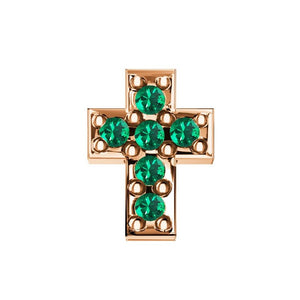 Charm in rose gold and emeralds cross Eelements DCHE6557