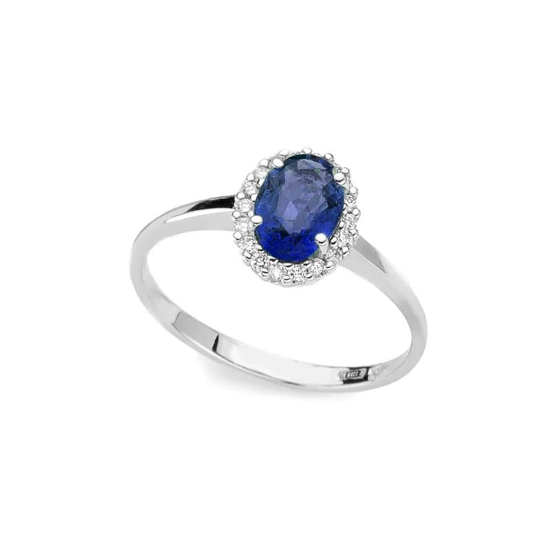 Women's Ring In 18Kt White Gold with Sapphire and diamonds DHAZ7879.006