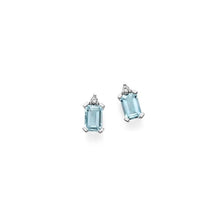 Load image into Gallery viewer, Women&#39;s earrings in white gold with aquamarine stone Rectangular Woman Gold DHOA7186.004
