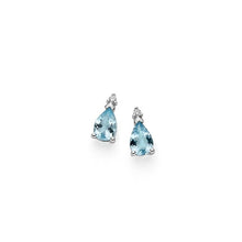 Load image into Gallery viewer, Women&#39;s earrings in white gold with aquamarine stone Drop Woman Gold DHOA7187.004
