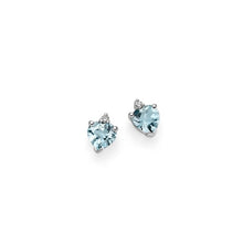 Load image into Gallery viewer, Women&#39;s earrings in white gold with aquamarine stone Heart Woman Gold DHOA7188.004
