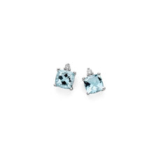 Load image into Gallery viewer, Women&#39;s earrings in white gold with aquamarine stone Cushion Woman Gold DHOA7189.004
