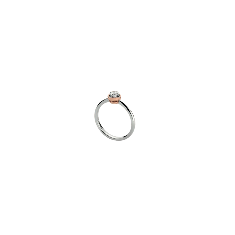 Solitaire Women's Ring In 18 Kt White and Rose Gold Woman Gold DKAS7989.016