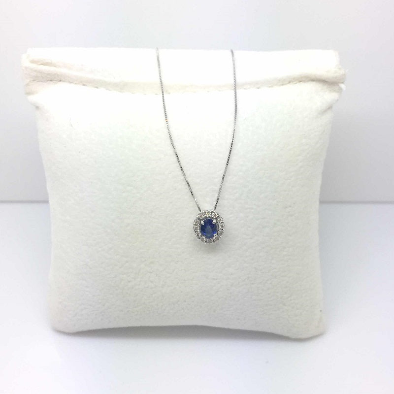 Women's necklace in white gold with Diamonds and Sapphire Donna Oro DHPZ9401.005