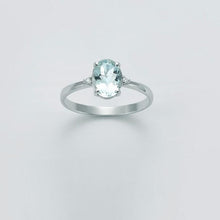 Cargar imagen en el visor de la galería, Anillo de mujer Miluna en oro blanco con aguamarina y diamantes LID3427
