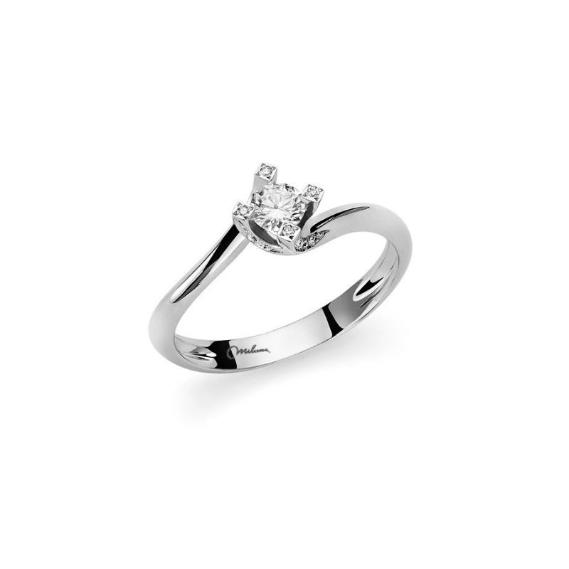 Anello Da Donna Miluna Solitario In Oro Bianco 18Kt con Diamante LID5181-025G7