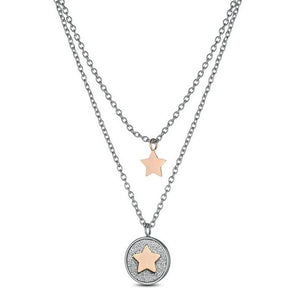 Women's Steel Necklace Ops Objects Coin Glitter Star OPSCL-600