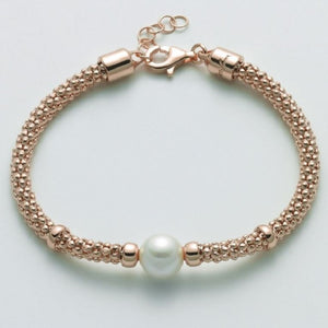 Pulsera de mujer Miluna de plata chapada en oro rosa y perla blanca PBR3026R