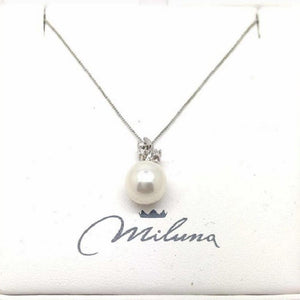Miluna Women's Necklace In White Gold With Pearl PCL2872