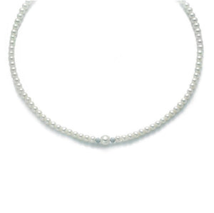 Miluna Women's Necklace in 18kt White Gold with White Pearls PCL3079
