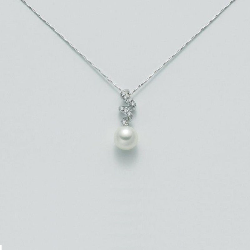 Miluna Women's Necklace In White Gold With Pearl PCL3332
