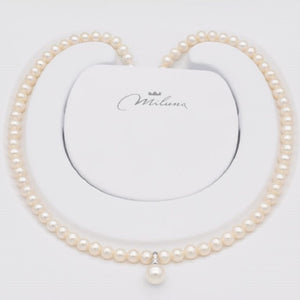 Miluna Women's Necklace Pearls and Diamonds Bride PCL5528