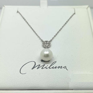 Miluna Women's Necklace In White Gold With Pearl PCL6169