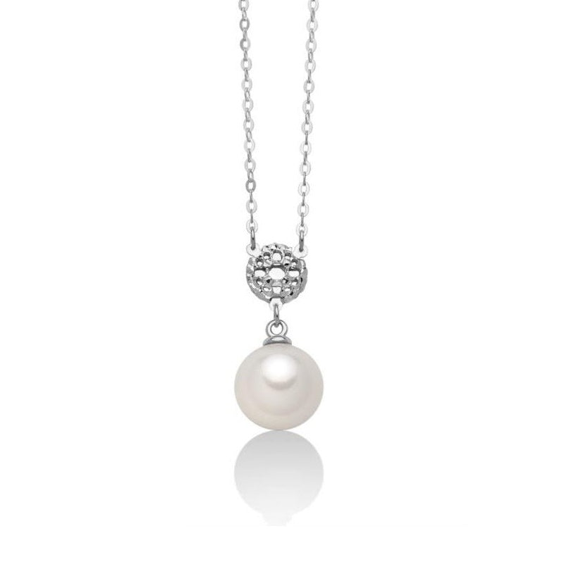 Miluna Women's Necklace In White Gold With Pearl PCL6169