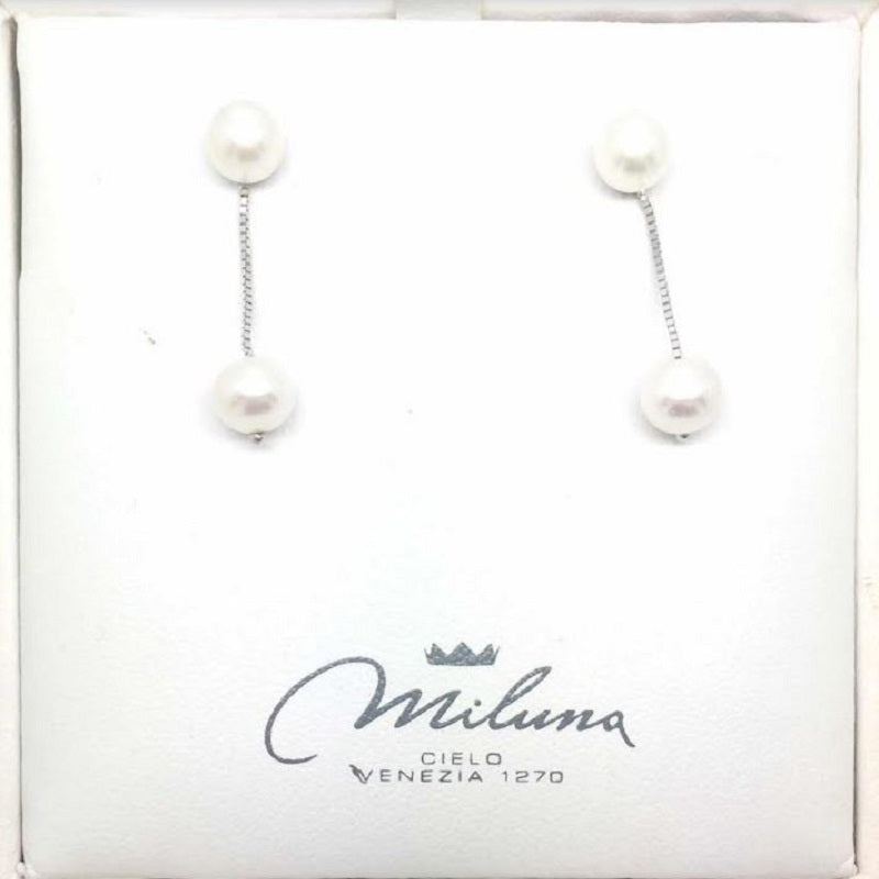 Pendientes de Mujer Miluna en Oro Blanco y Perlas PER1178